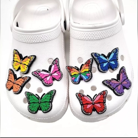 NEW Bundle 8 Multi Butterfly Shoe Charms Jibbitz Crocs - Picture 1 of 10